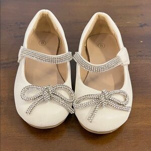 Amazon White Kids Dress Shoes with Rhinestone Bow